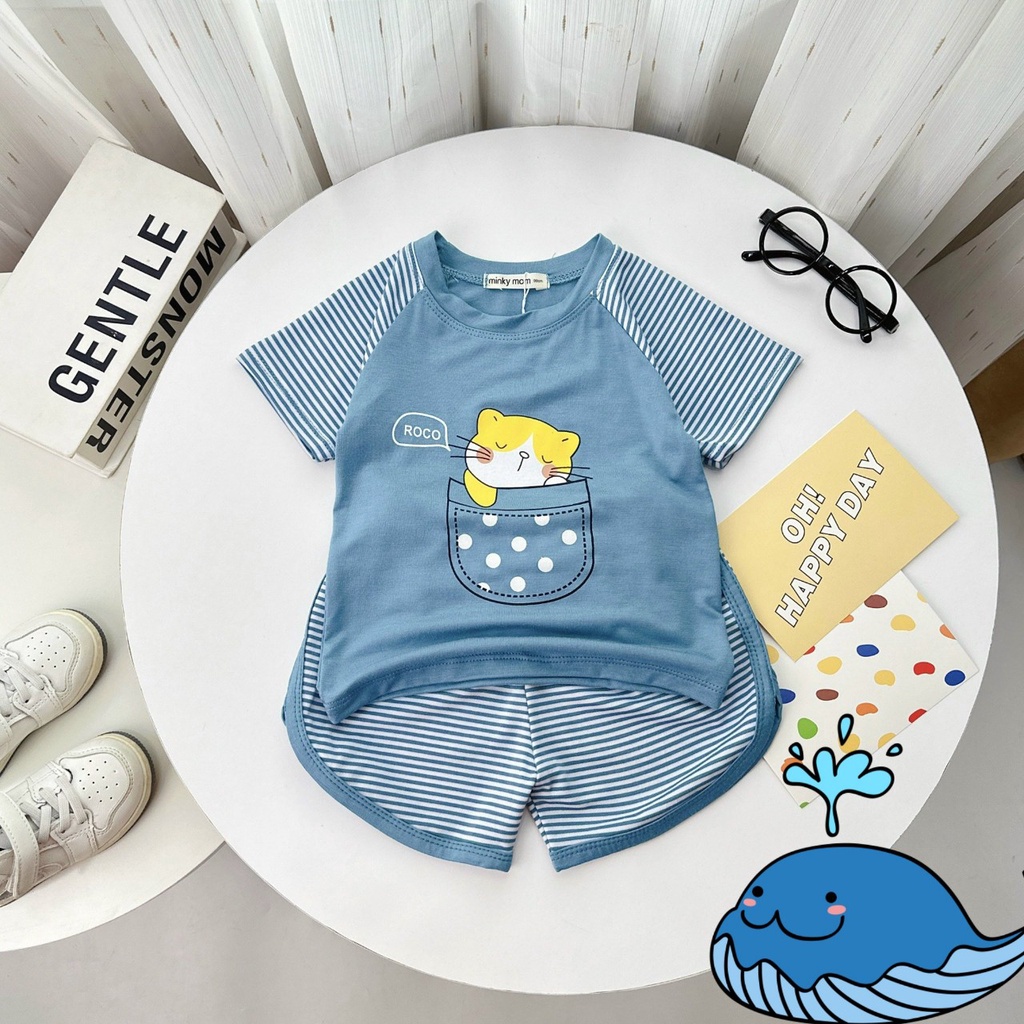 Mua Quần Áo Trẻ Em Minky Mom, Bộ Cộc Tay Thun Lạnh Cho Bé Trai, Bé