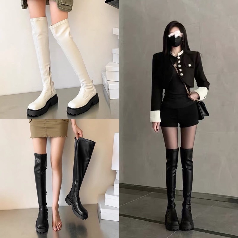 Mua Bốt Đùi Da Pu Hot Trend Boots Cho Cả Bắp Chân 38Cm Giúp Chân Thon Dài  Đế 5.5Cm | 1999.Closets Giảm Giá - Yeep